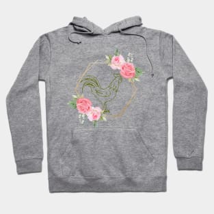 Chicken Rooster floral art Couples matching Hoodie